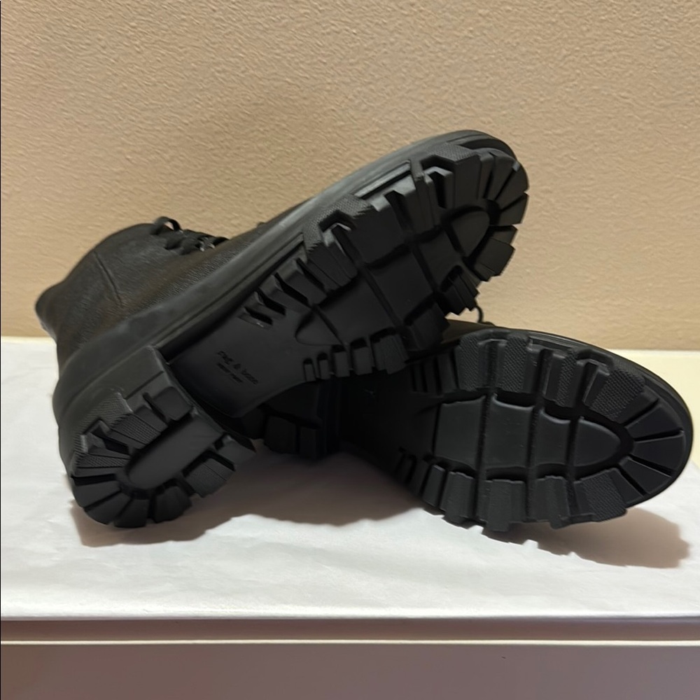 NWOT Rag & Bone Black Soft Leather Combat Moto Boots with Rugged Sole US Size 8 - Picture 4 of 13